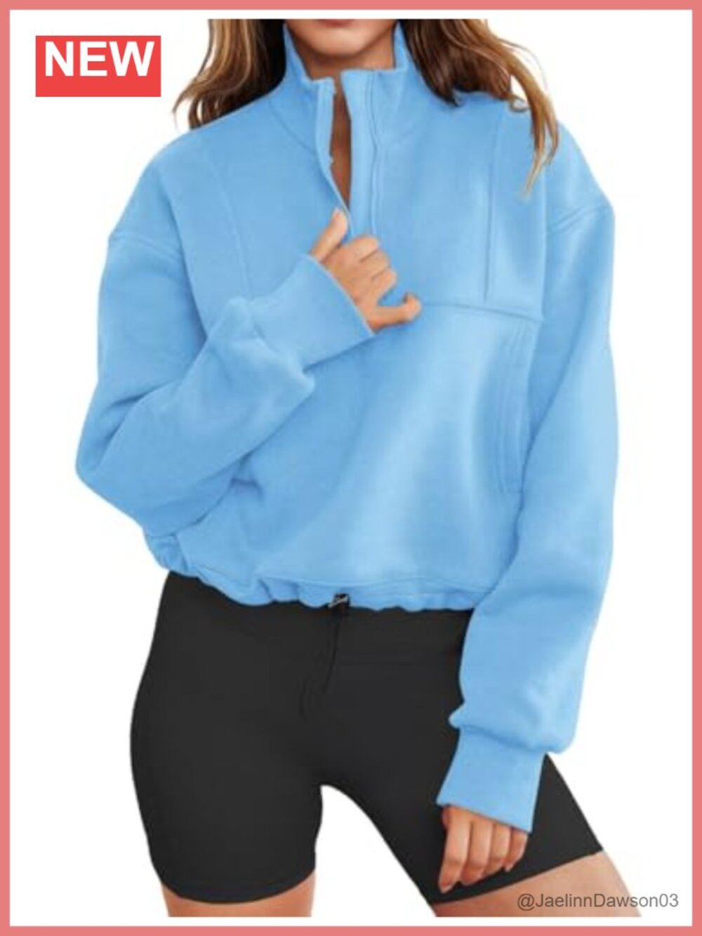 Womens Long Sleeve Half Zip Cropped Sweatshirt Pullover Top
